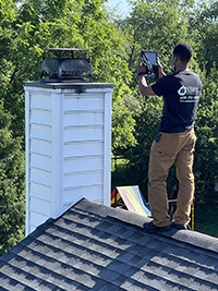 Inspecting a chimney